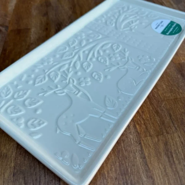 In The Forest Rectangle Cream Deer Platter