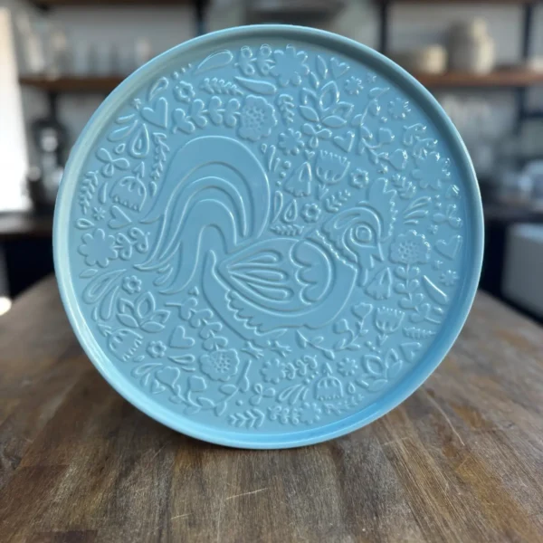 Home To Roost Blue Round Platter