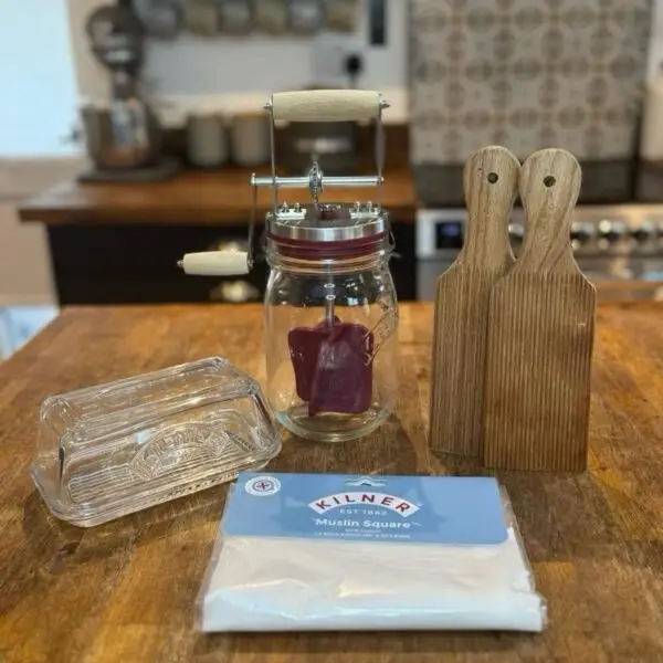 Kilner Butter Churner Kit - Churner, Paddles, Muslin & Glass butter dish